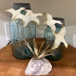 Vintage MCM bird sculpture rock base